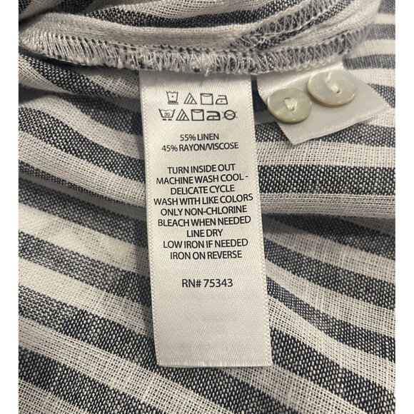Joie Womens Linen Blend Striped Long Sleeve ButtonUp Top-Tunic Med Casual-Office - Picture 5 of 6